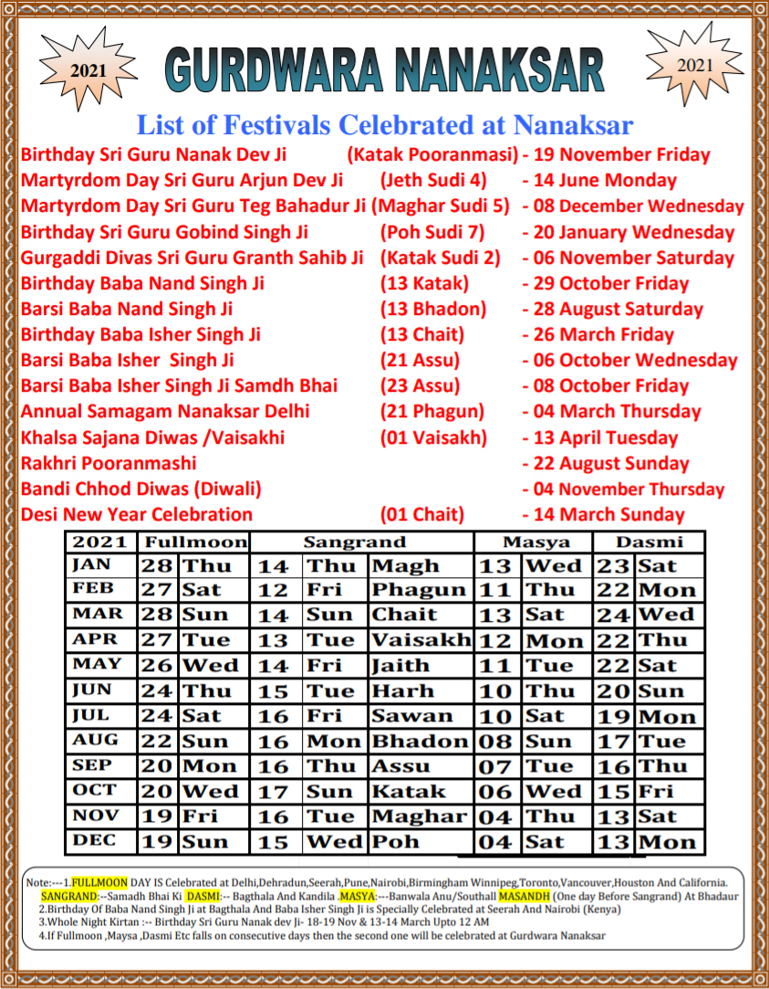 20+ Nanakshahi Calendar 2022 Pdf Download PNG All in Here
