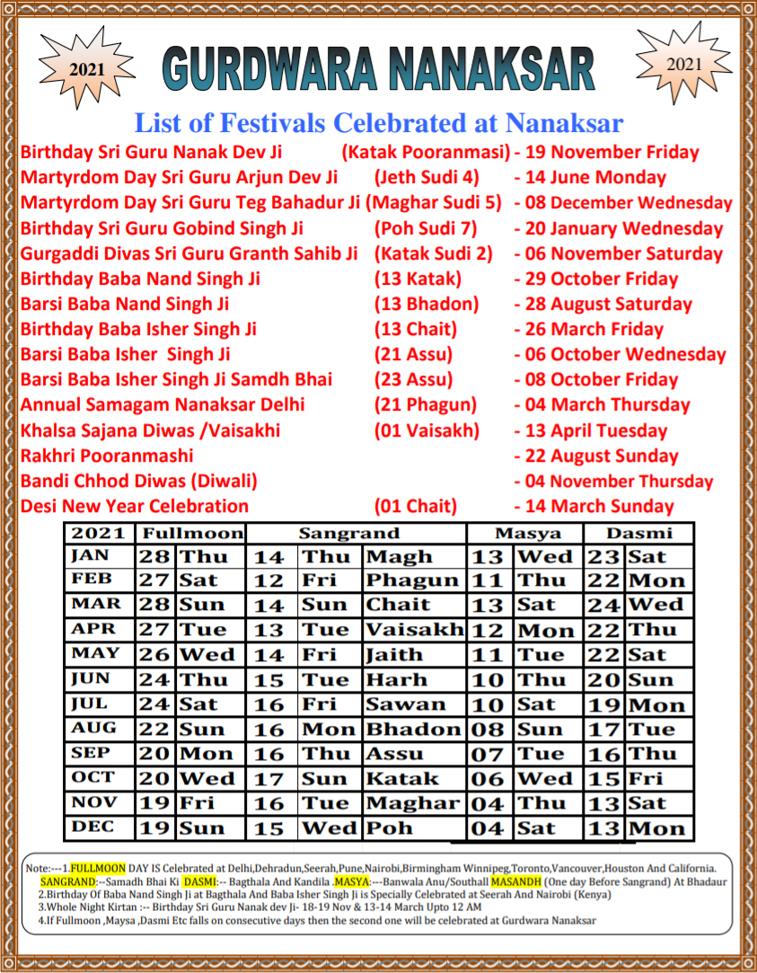 Sangrand 2025 Nanakshahi Calendar 